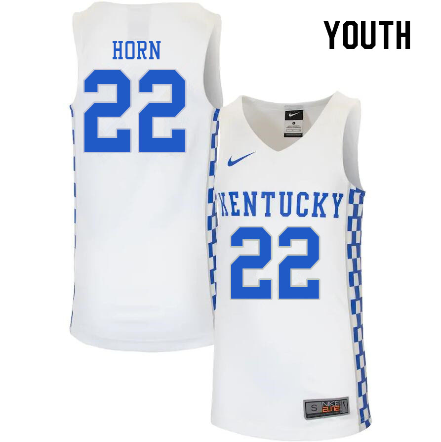 Youth #22 Walker Horn Kentucky Wildcats College Basketball Jerseys Stitched Sale-White
